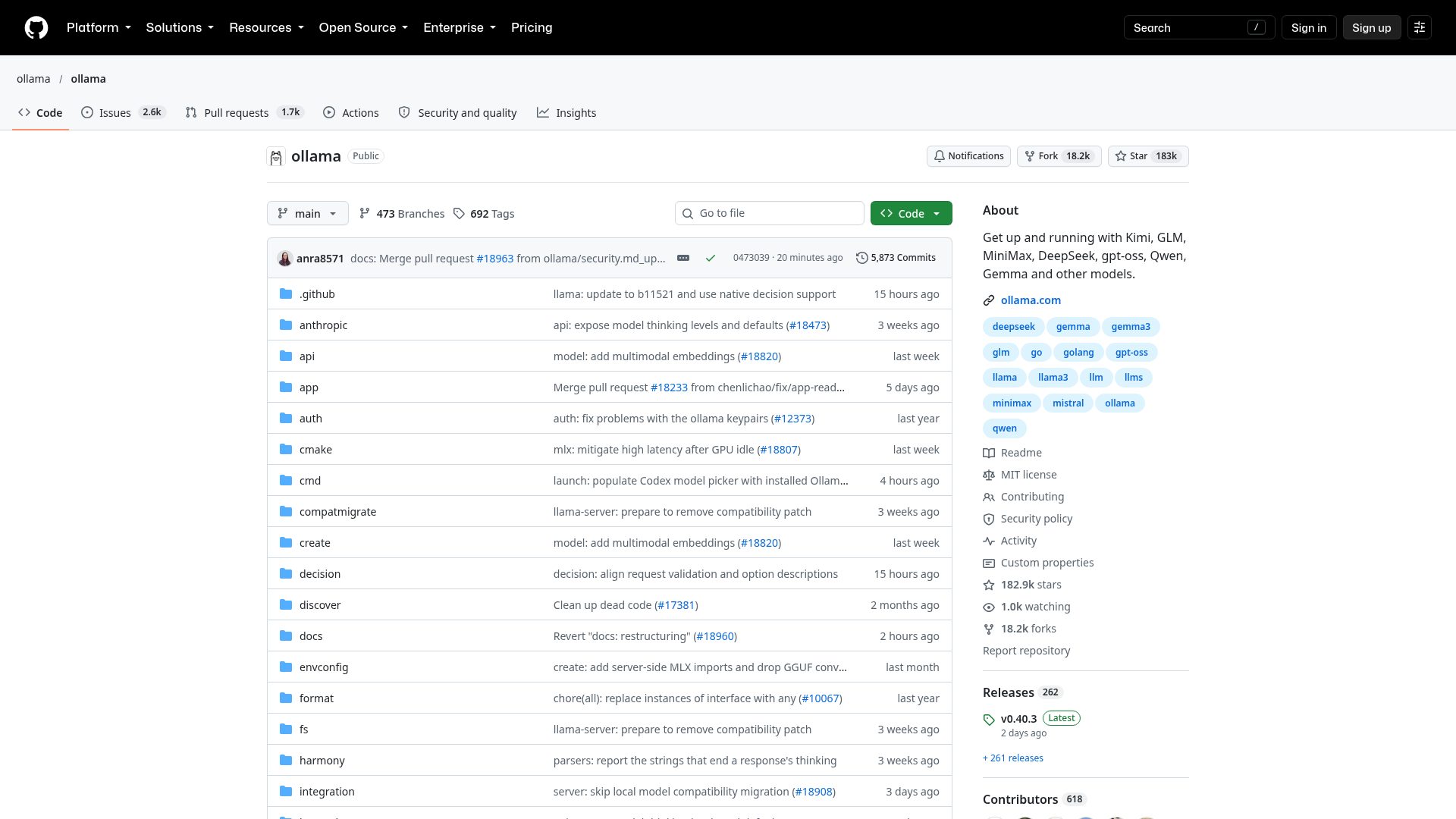 Ollama on GitHub