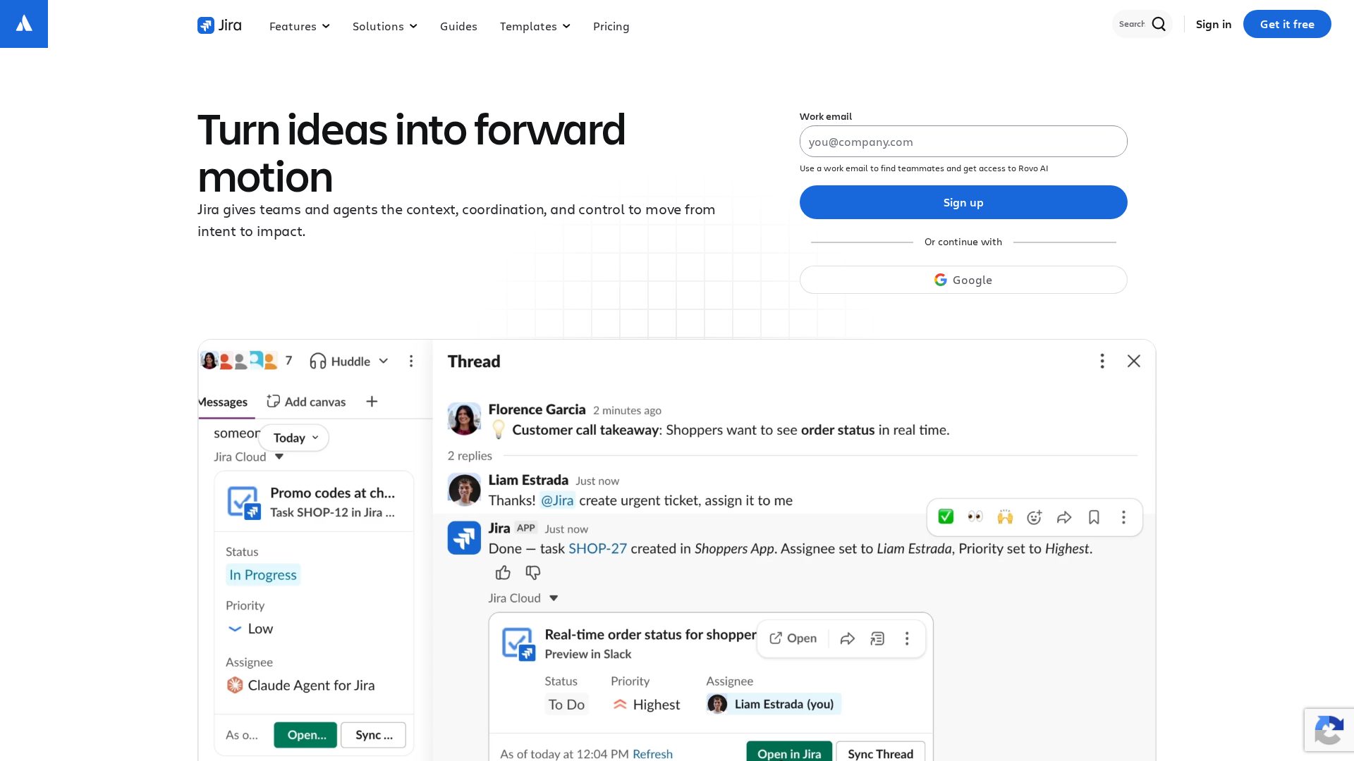 Jira homepage