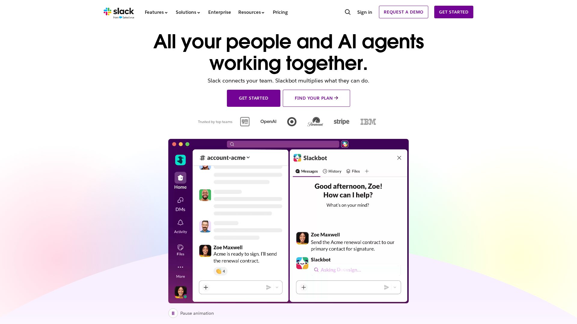 Slack homepage