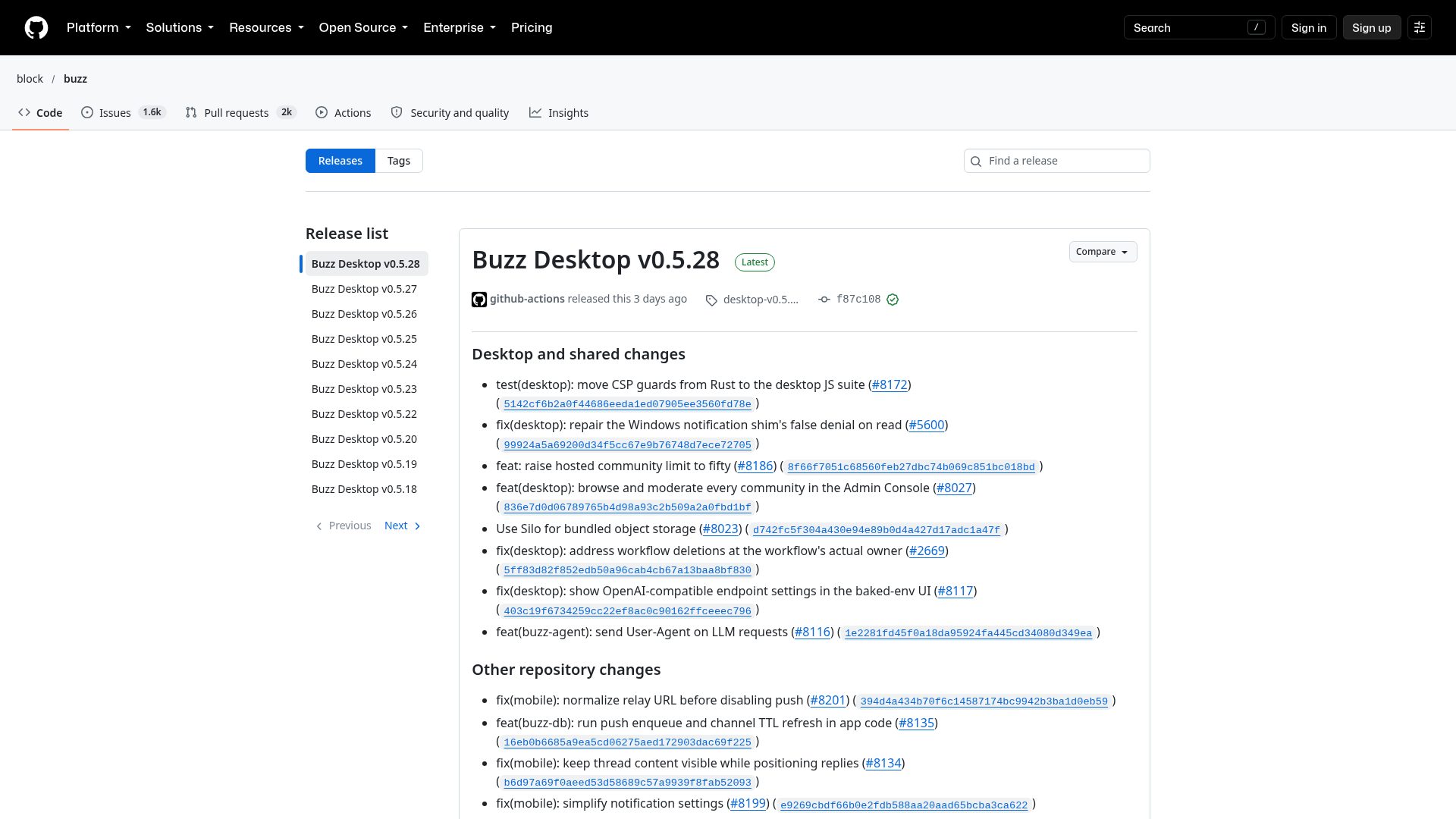 Buzz releases