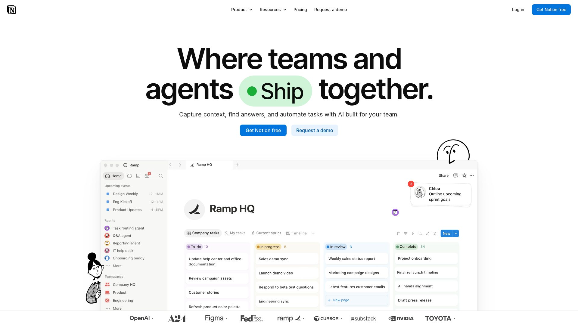 Notion AI homepage